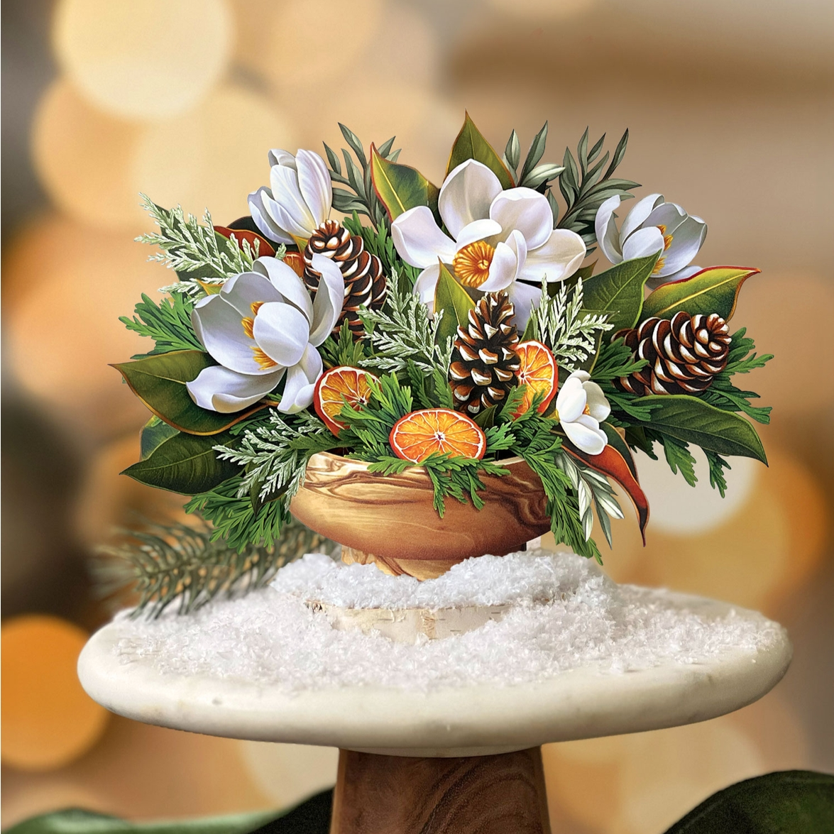 Freshcut Paper Mini Winter Magnolia Pop-Up Bouquet and Greeting Card - Mellow Monkey