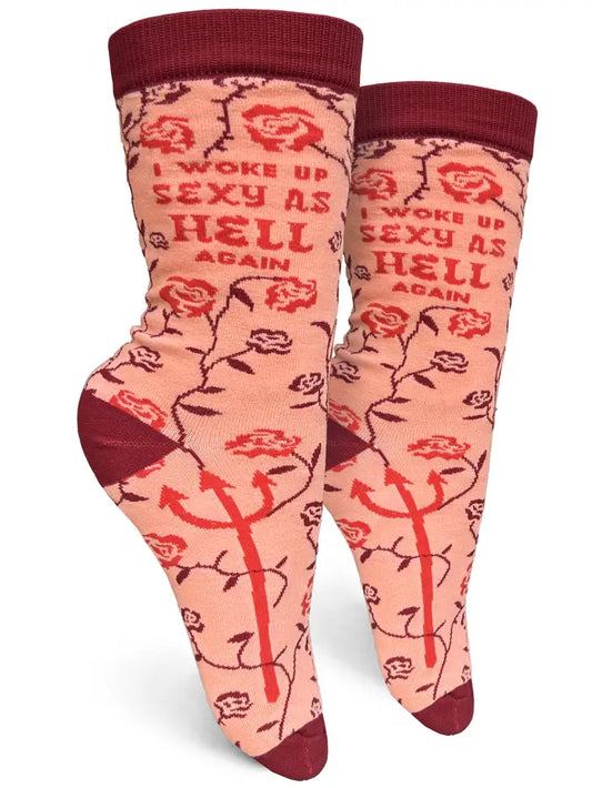 I Woke Up Sexy As Hell Again - Women's Crew Socks - Mellow Monkey