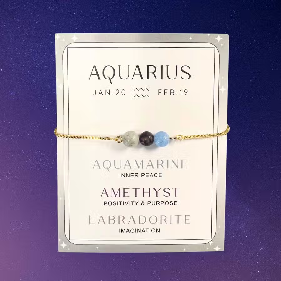 Aquarius Zodiac Amethyst Chain Bracelet