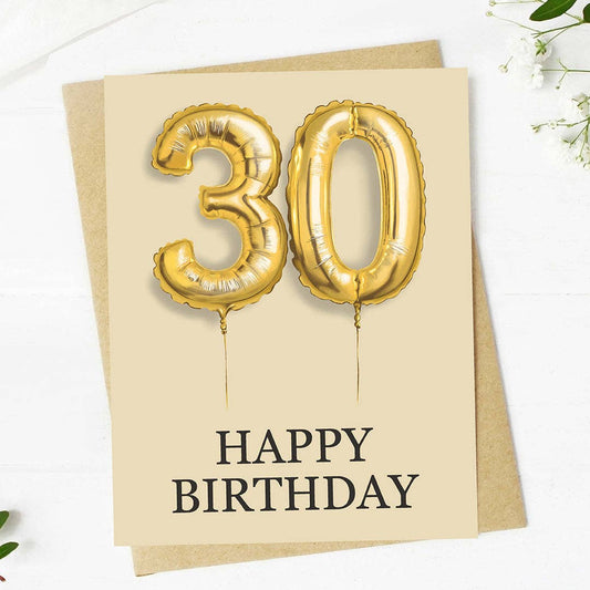 30th Balloons - Happy Birthday Greeting Card