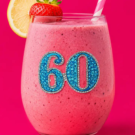 60th Birthday Jeweled Stemless Wine Glass