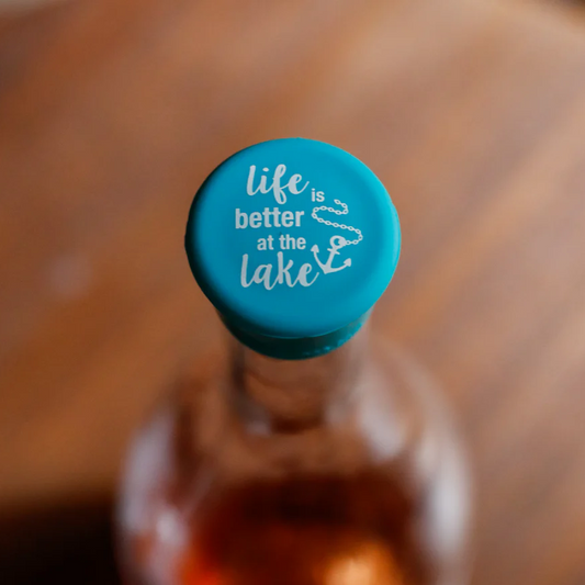 Life Is Better At The Lake - Capabunga Wine Bottle Top Seal - Mellow Monkey