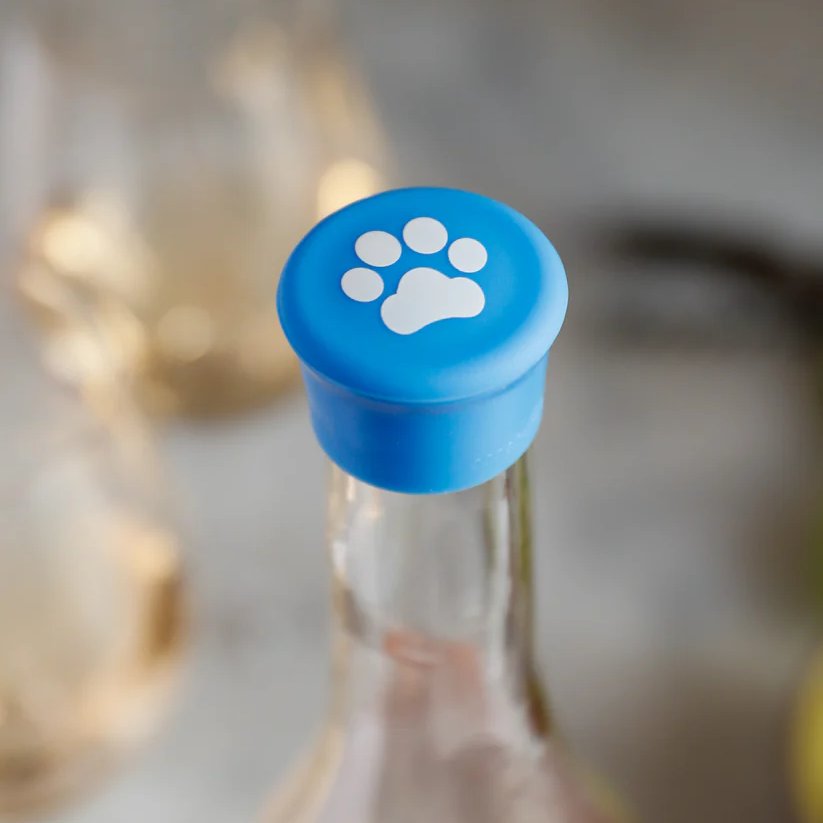 Paw Print - Blue and White - Capabunga Wine Bottle Top Seal - Mellow Monkey