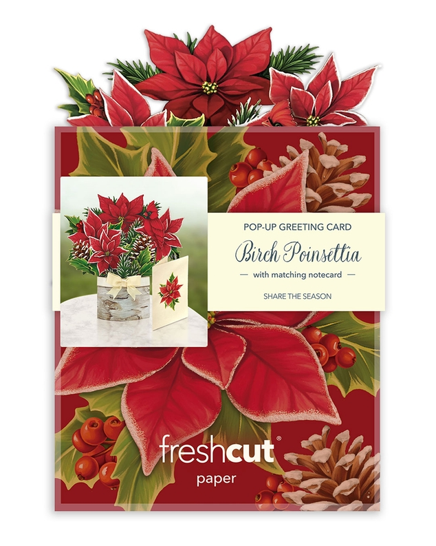 FreshCut Mini Birch Poinsettia Pop-Up Bouquet & Greeting Card - Mellow Monkey