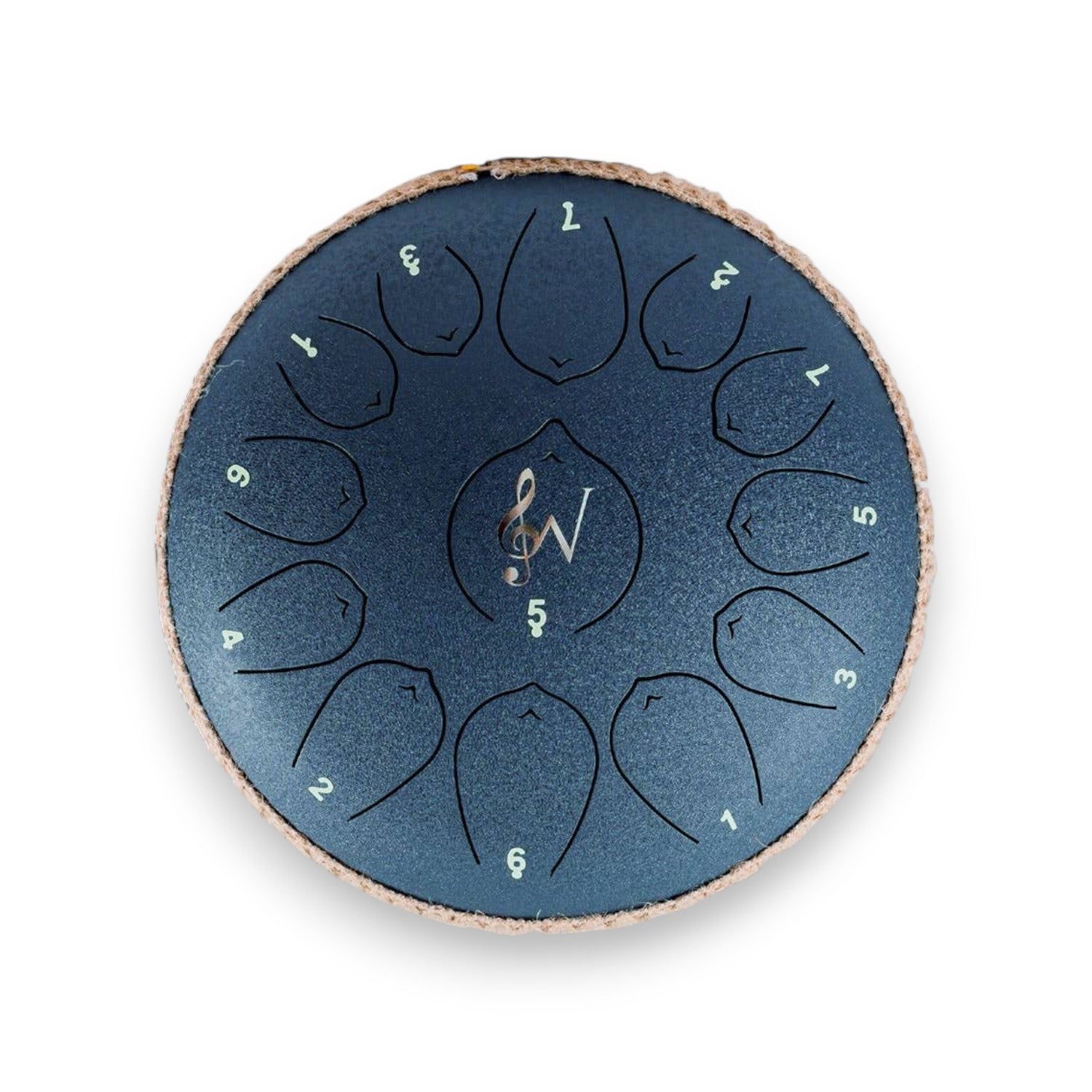 Steel Tongue Drum - 13 Note Rain Drum - 12-in - Navy Blue - Mellow Monkey