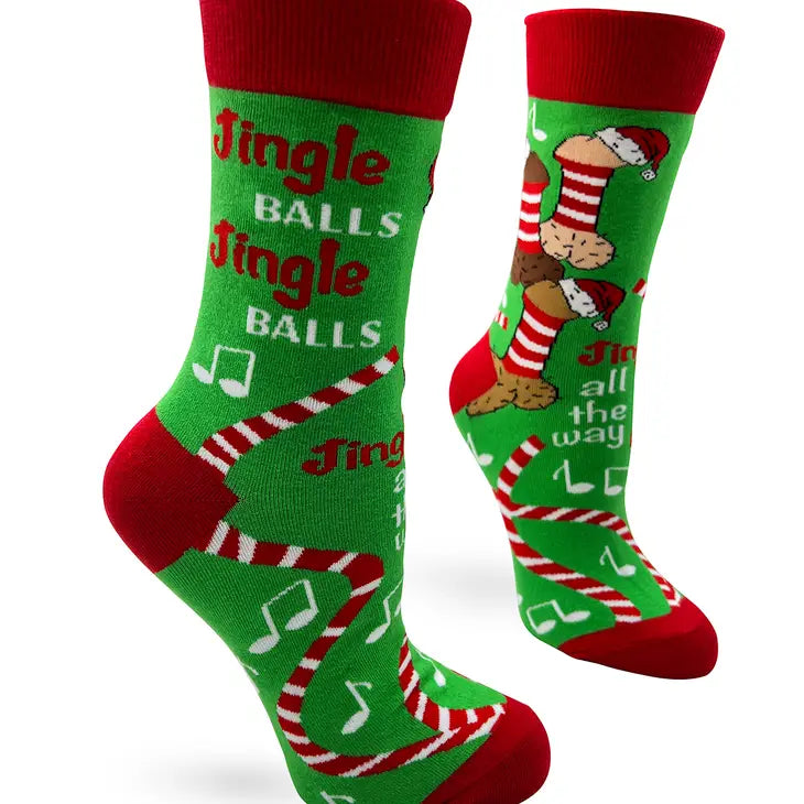 Jingle Balls and Festive Dicks - Women's Crew Socks - Mellow Monkey