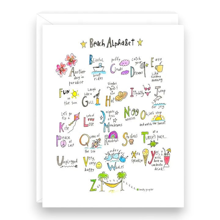 Beach Alphabet - Greeting Card By Sandy Gingras - Mellow Monkey