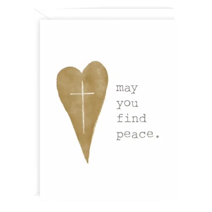 May You Find Peace - Heart with Cross - Greeting Card - Mellow Monkey