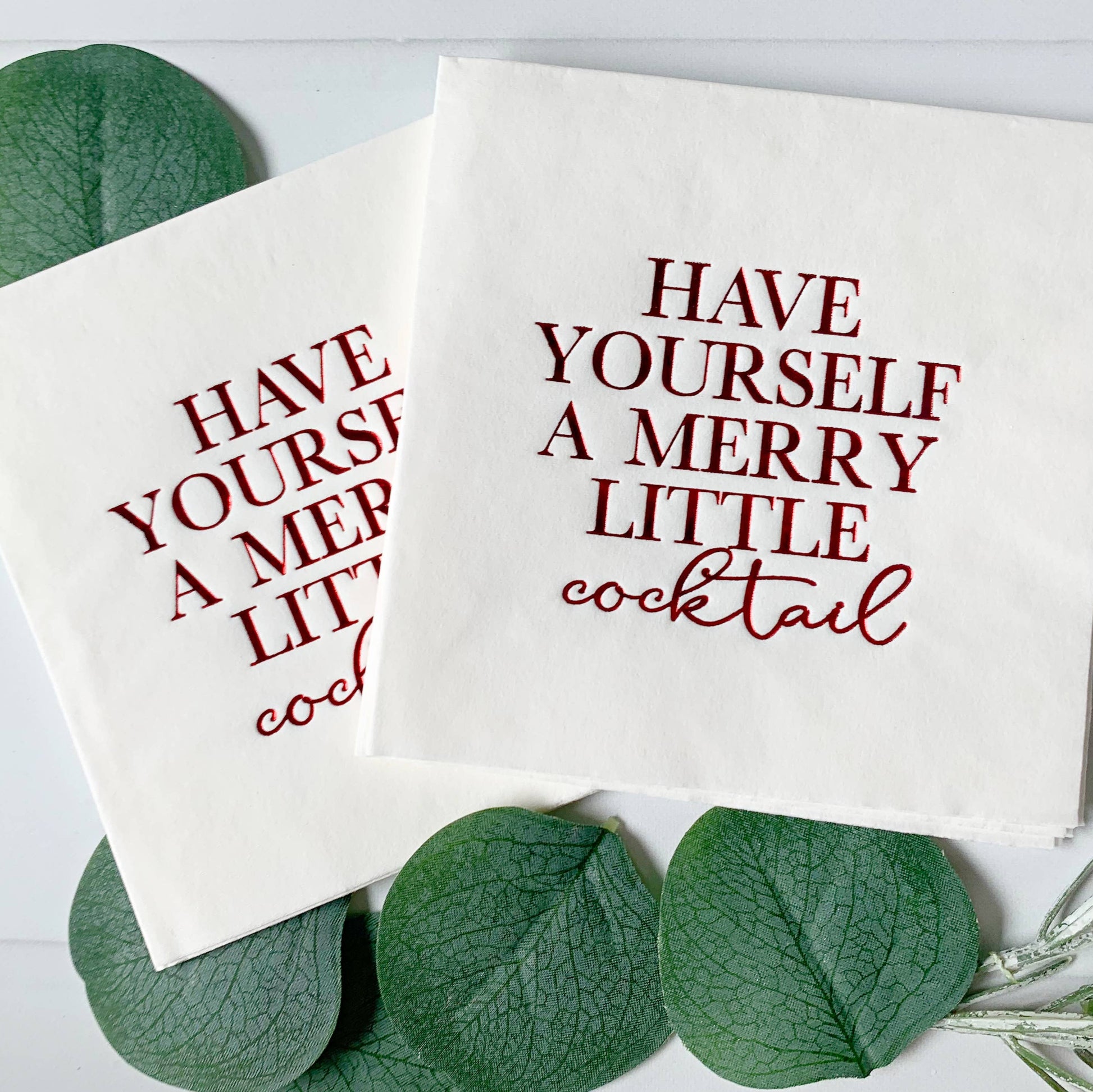 Merry Little Cocktail Napkins - Red - Pack of 16 - Mellow Monkey