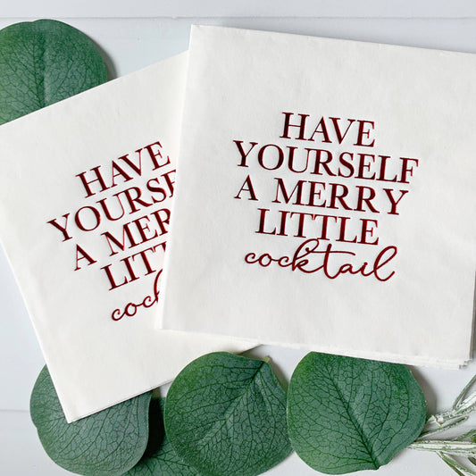 Merry Little Cocktail Napkins - Red - Pack of 16