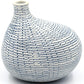 Mini Omo - Handcrafted Porcelain Bud Vase -White with Blue Grid Pattern - 2.7 x 2 x 2.8 in - Mellow Monkey