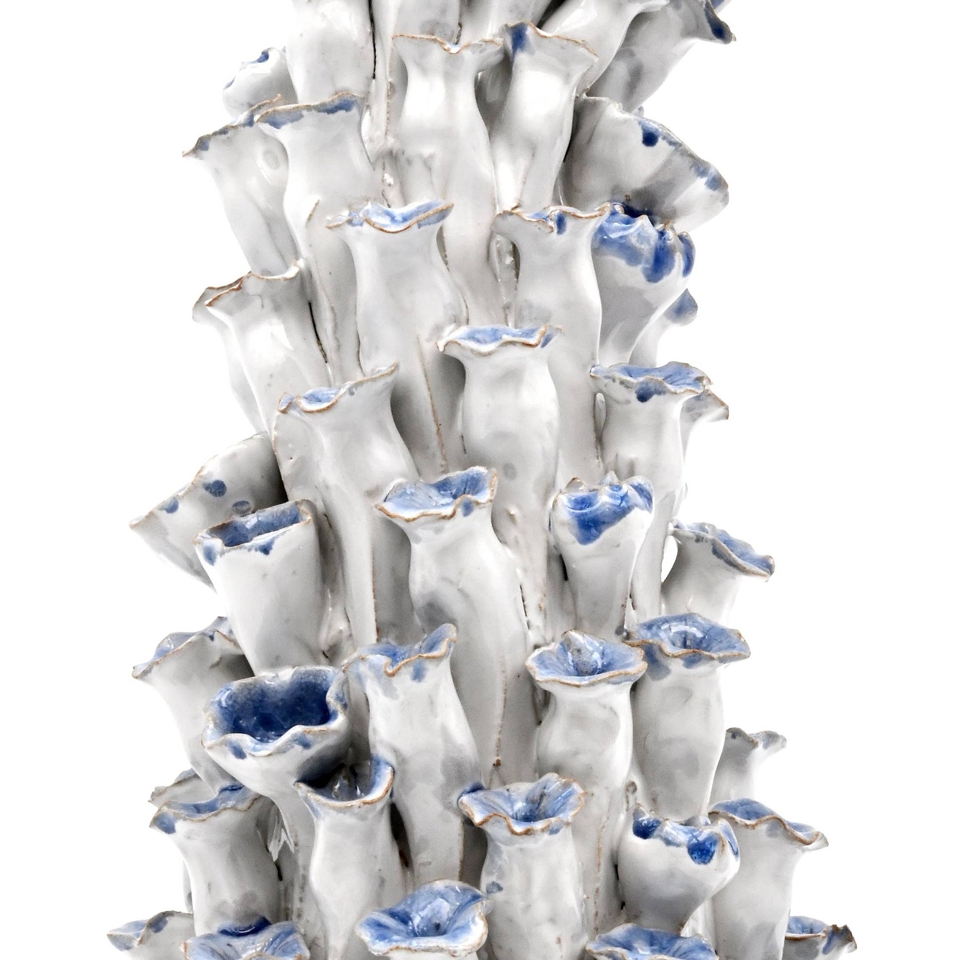 Ocean Spiral Sculpture in White and Blue - 15-in - Mellow Monkey