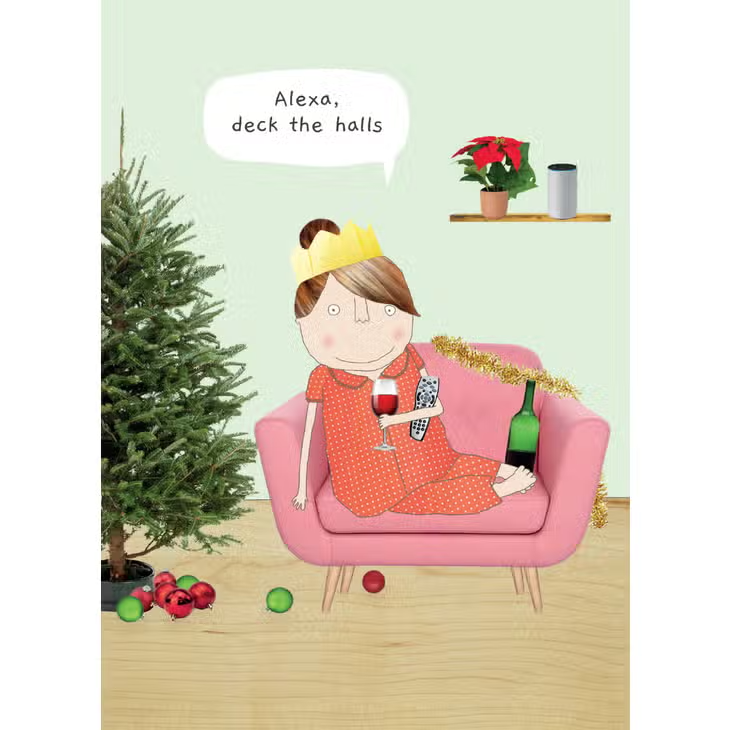 Alexa, Deck The Halls - Holiday Greeting Card - Mellow Monkey