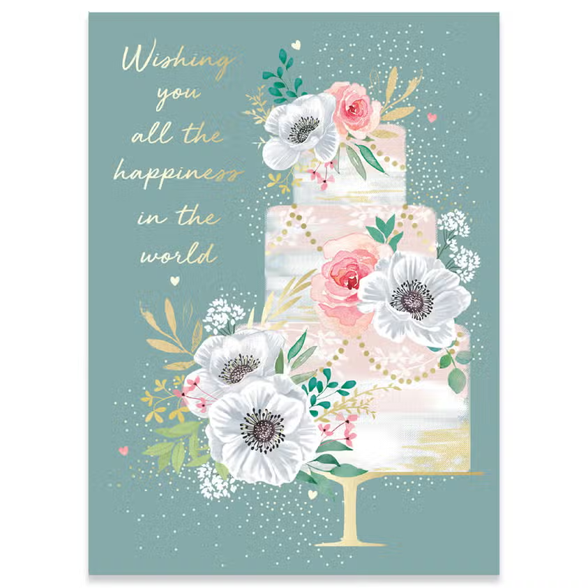 Wishing You All The Happiness In The World - Wedding Cake Greeting Card - Mellow Monkey