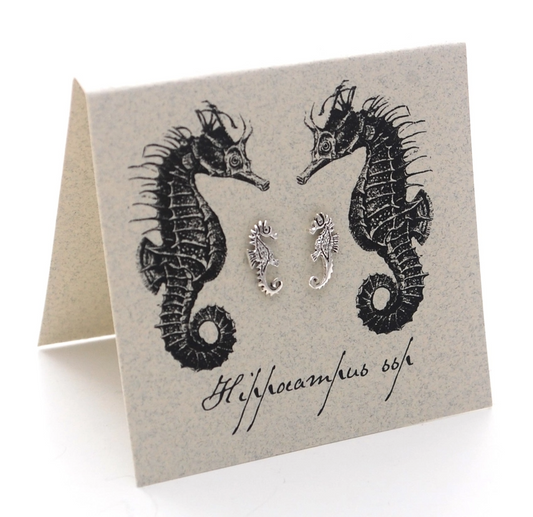 Seahorse Stud Earrings - Sterling Silver Natural History - Mellow Monkey