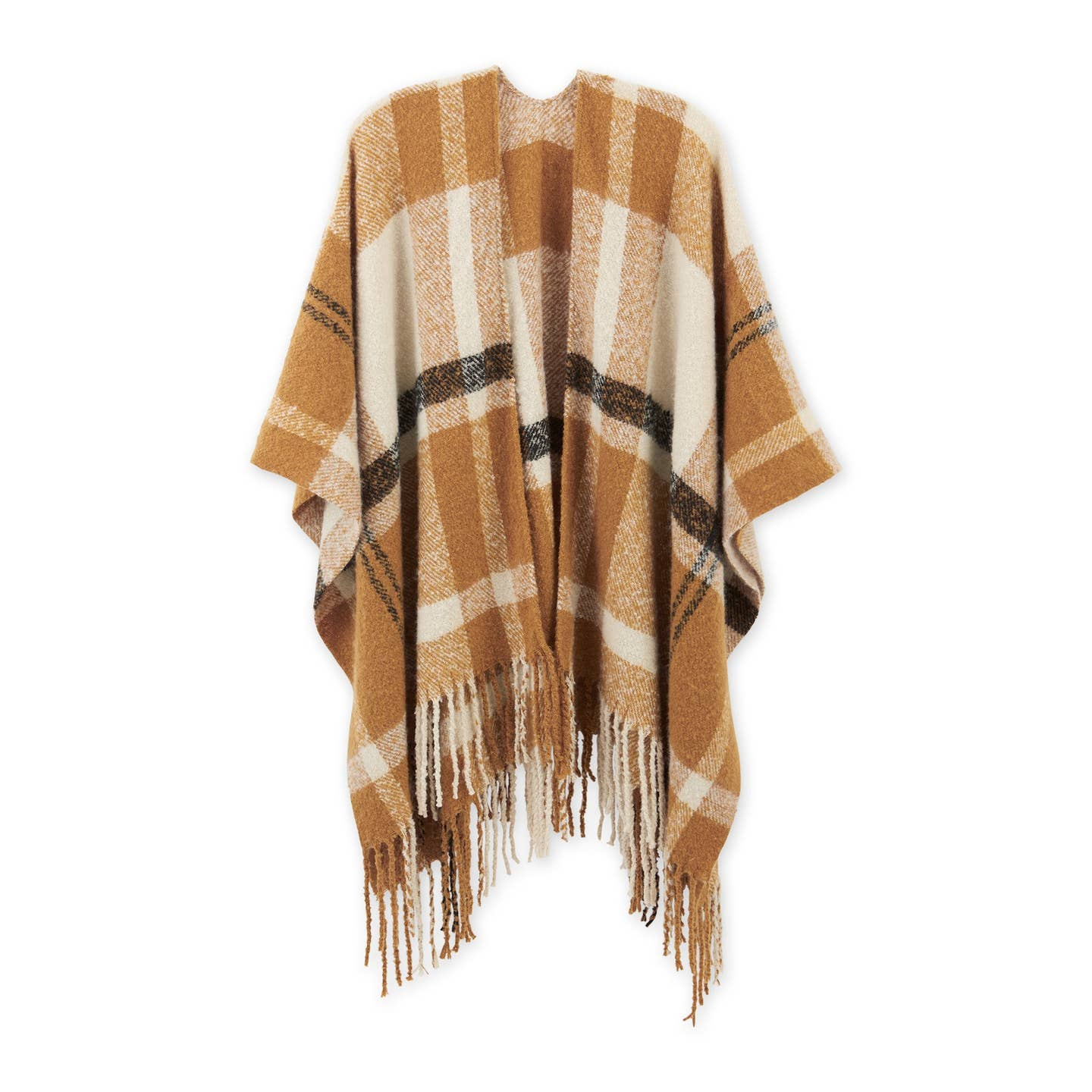 Mustard - Savannah Plaid Ruana - Mellow Monkey