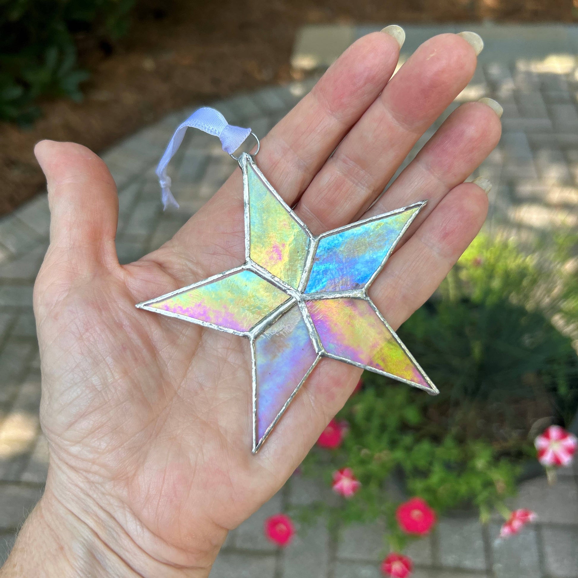 Peace and Hope Stained Glass Christmas Star Ornament - Mellow Monkey
