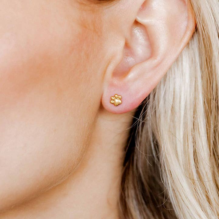 Screwback Stud Earrings - Paw Print - Mellow Monkey