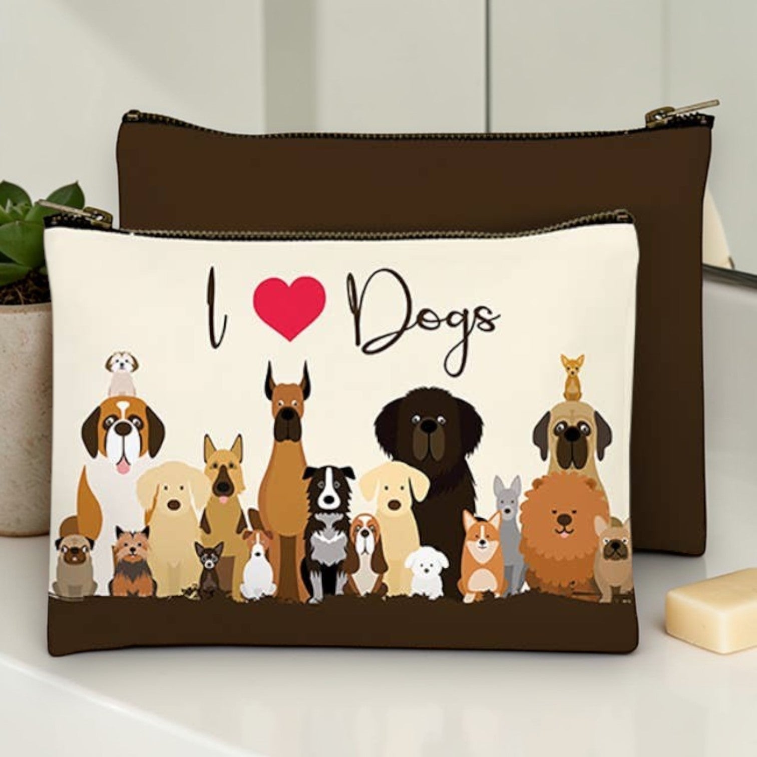 I Heart Dogs - Zippered Pouch - Mellow Monkey