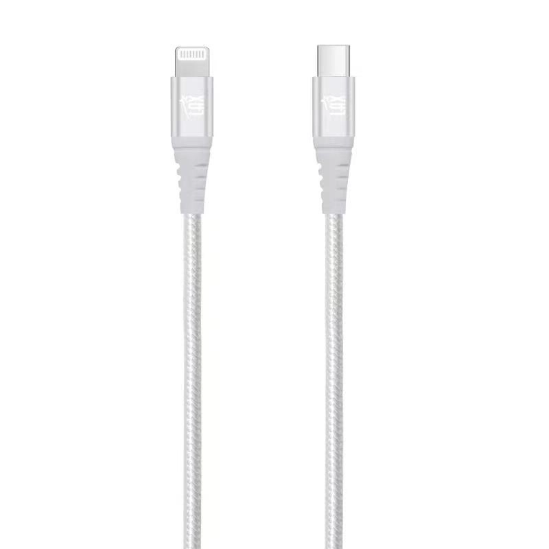 Apple Mfi Certified Lightning To USB Type C Cable - 6 Feet - Silver - Mellow Monkey