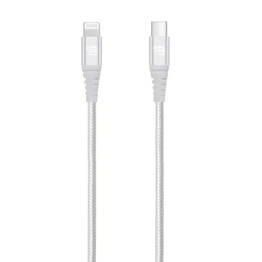 Apple Mfi Certified Lightning To USB Type C Cable - 6 Feet - Silver - Mellow Monkey