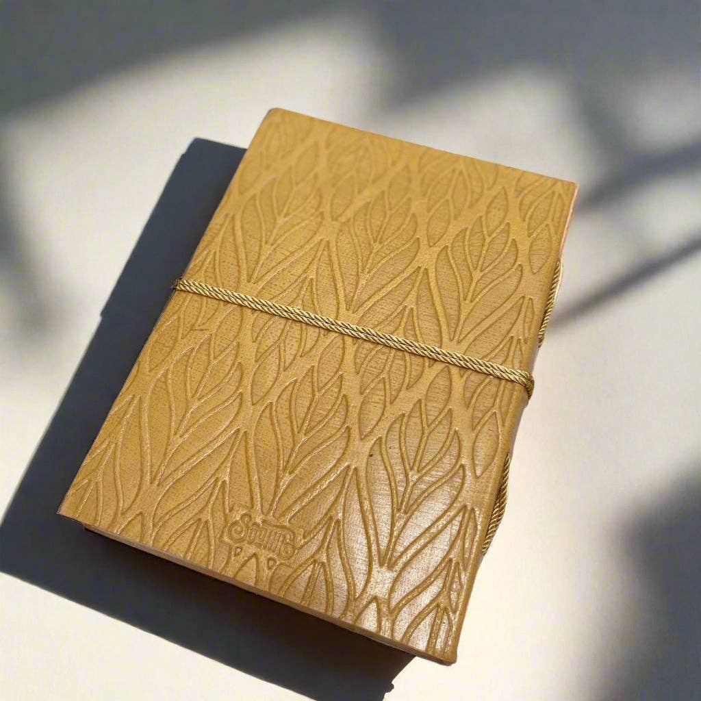 Art Deco Leather Journal - Lined & Tree-Free Paper - Mellow Monkey