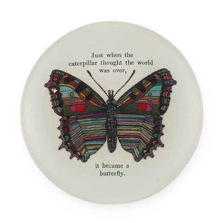 Butterfly - Round Decoupage Plate - 4-in - Mellow Monkey
