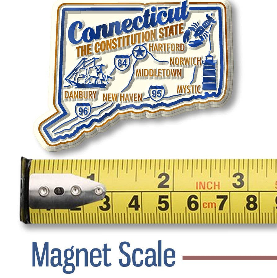 Connecticut Premium State Magnet - 3-in - Mellow Monkey