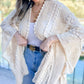 Ivory 3D Textured Open Front Soft Kimono Cover Up - Mellow Monkey