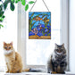 Underwater Blue Ocean Scene Stained Glass Window Panel - 14-in - Mellow Monkey