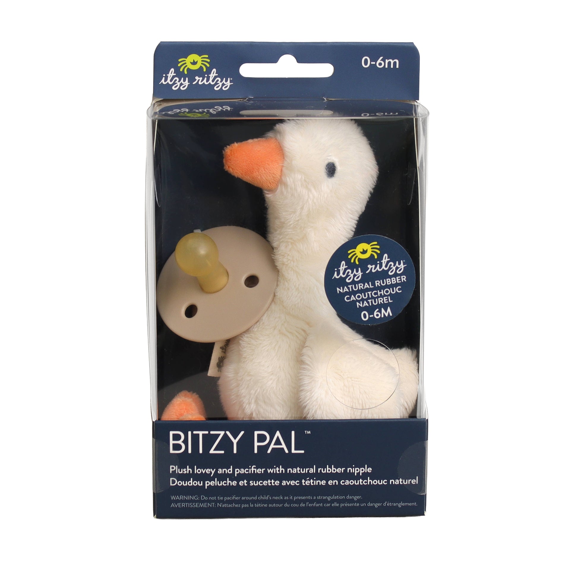 Bitzy Pal Natural Rubber Pacifier & Plush: Goose for Infant - Mellow Monkey