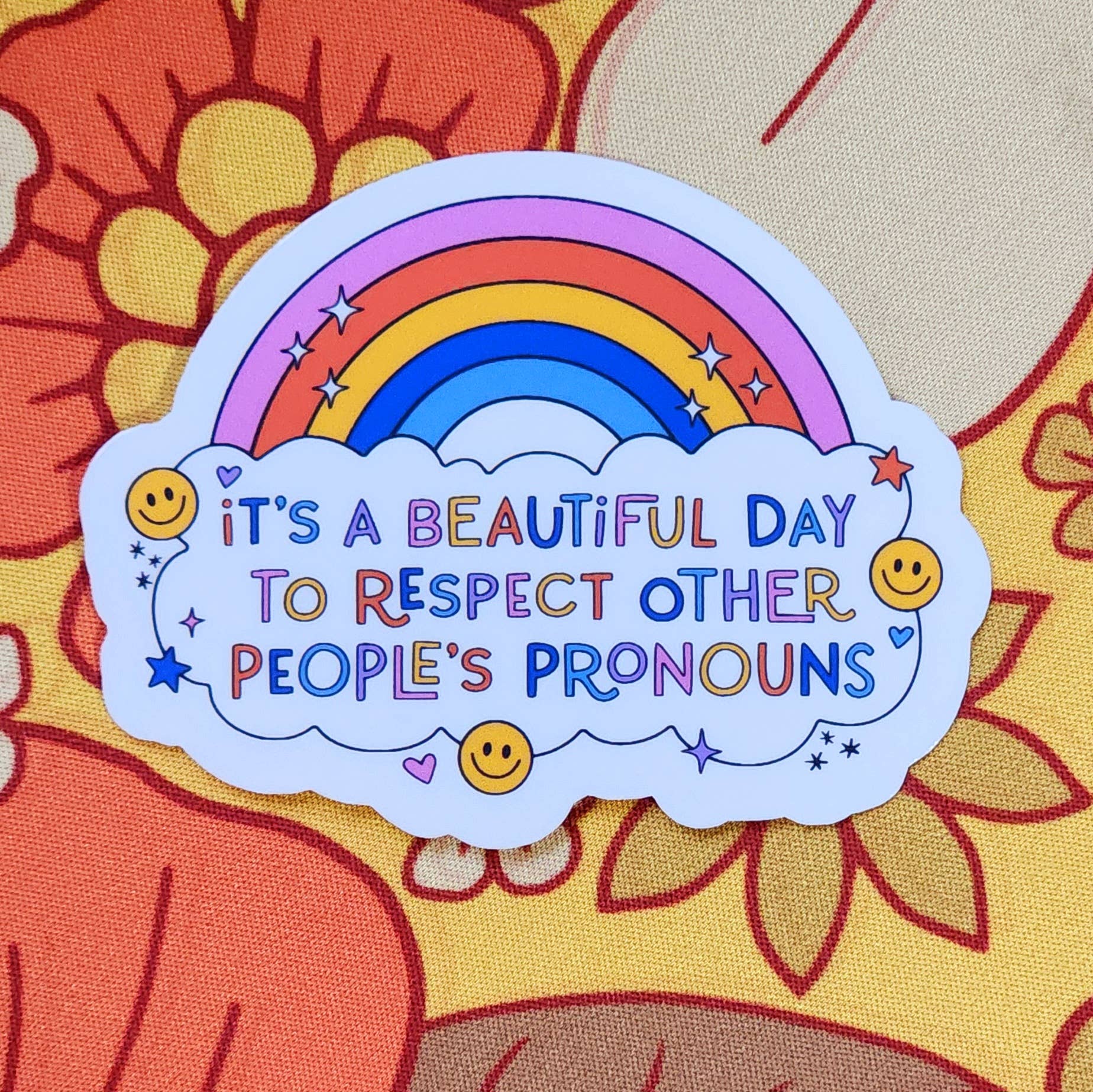 Respect pronouns sticker lgbtq hydroflask planner: Holographic - Mellow Monkey