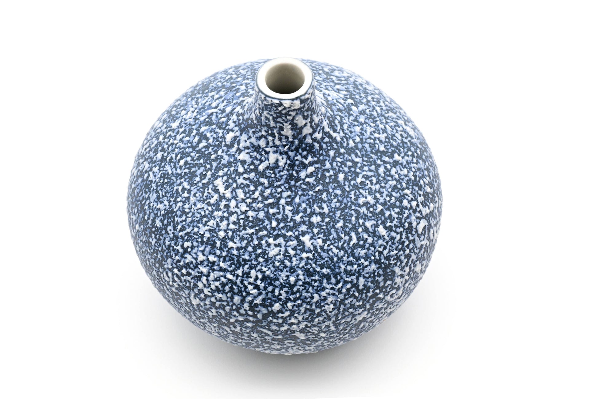 Tiny Congo - Handcrafted Porcelain Bud Vase - Blue and White Mottled - 3.2 x 3.2 x 3.4 in - Mellow Monkey