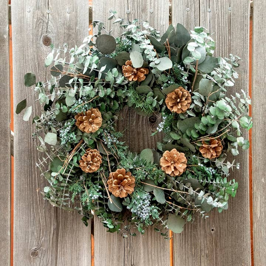 Eucalyptus Juniper & Pinecone Wreath - 18in - Mellow Monkey