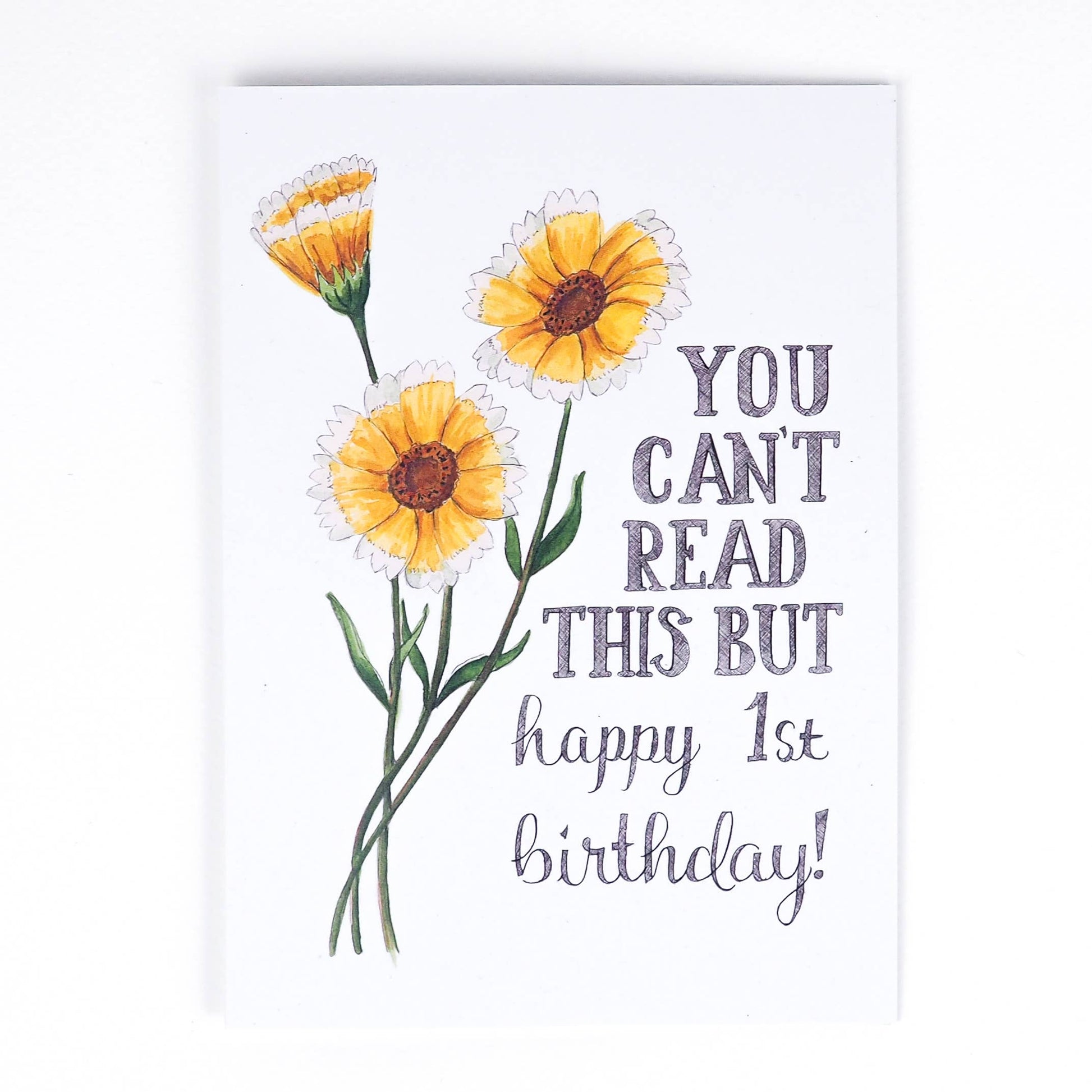 You Can't Read This But Happy 1st Birthday Card - Mellow Monkey