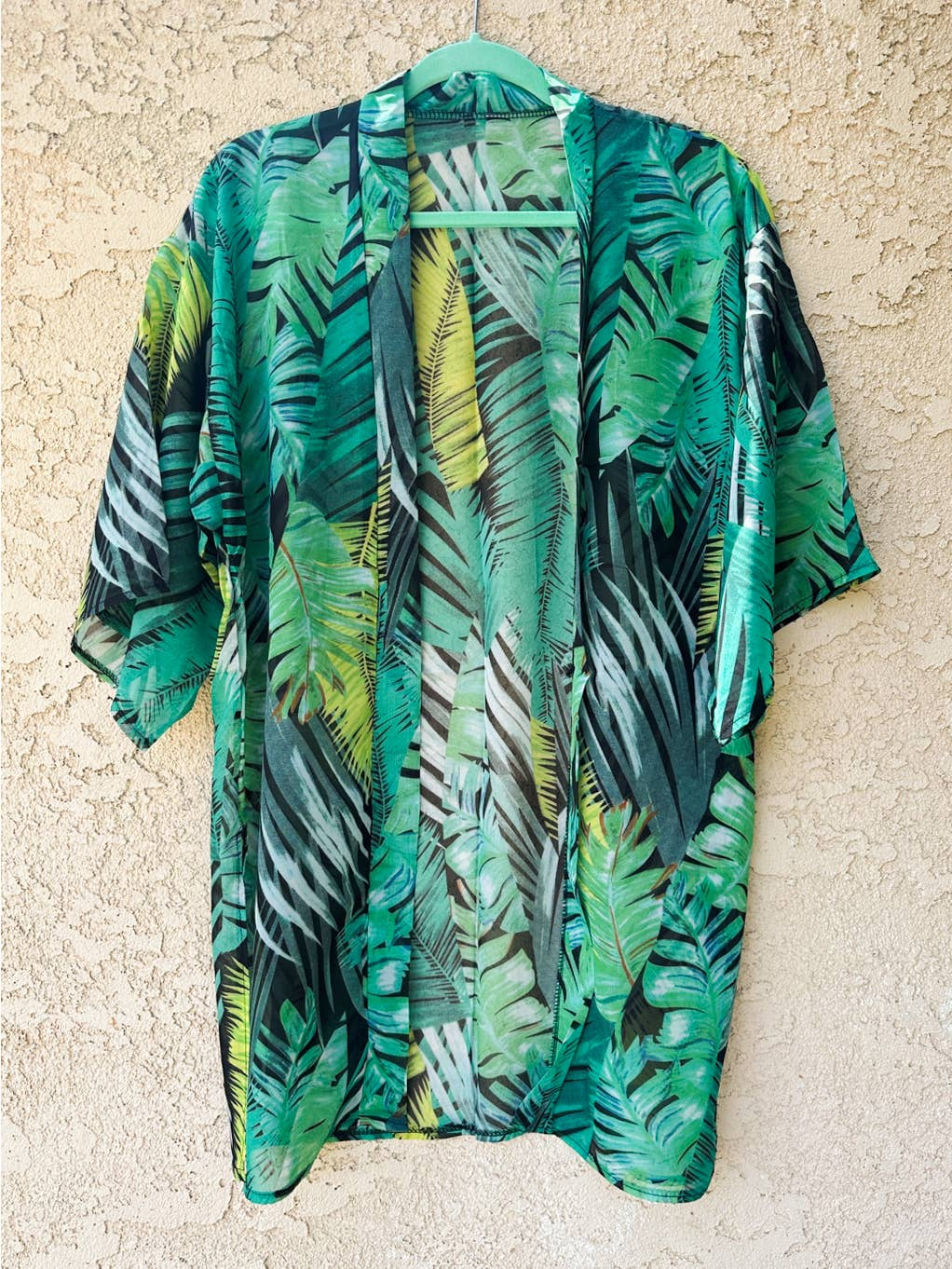Tropical Leaf Print Chiffon Kimono - Mellow Monkey