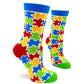 Colorful Puzzle Pieces - Autism Awareness - Women's Crew Socks - Mellow Monkey