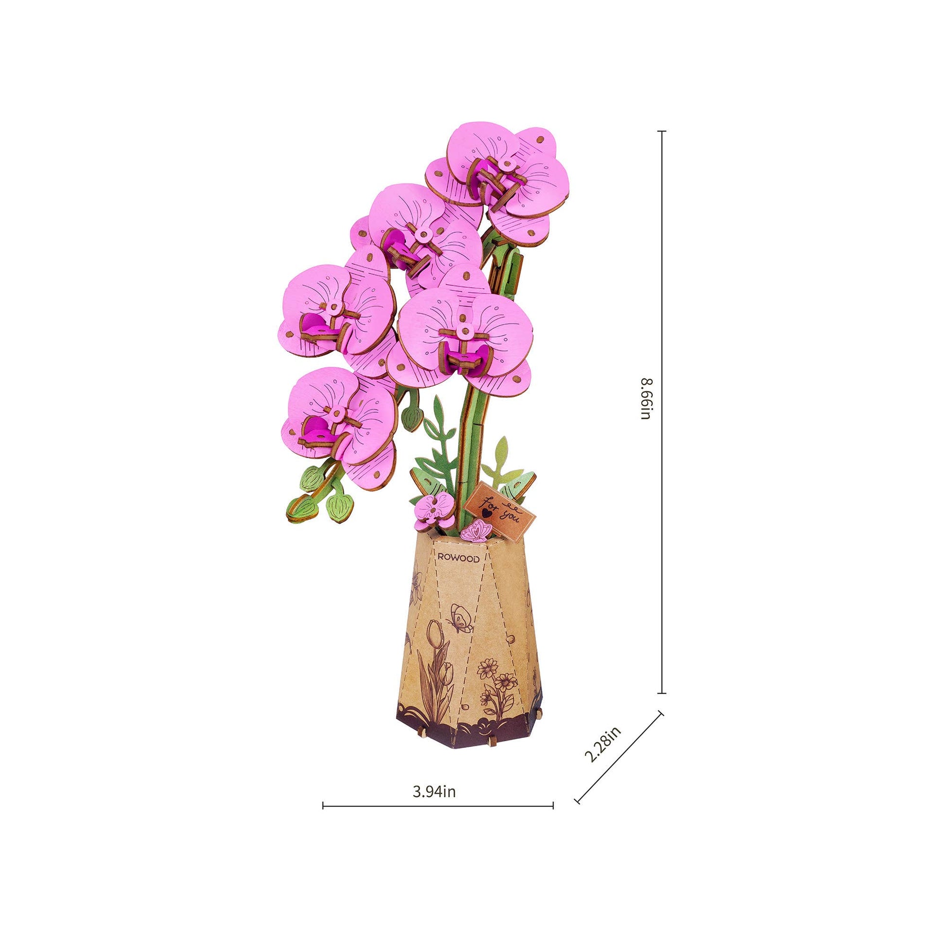 3D Wooden Flower Puzzle: Purple Moth Orchid - Mellow Monkey