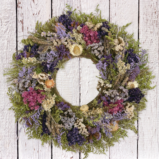 San Anselmo Dried Floral Wreath - 18-in - Mellow Monkey