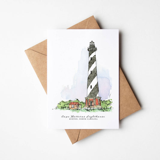 Cape Hatteras Lighthouse Single Notecard-NC Coast Collection - Mellow Monkey