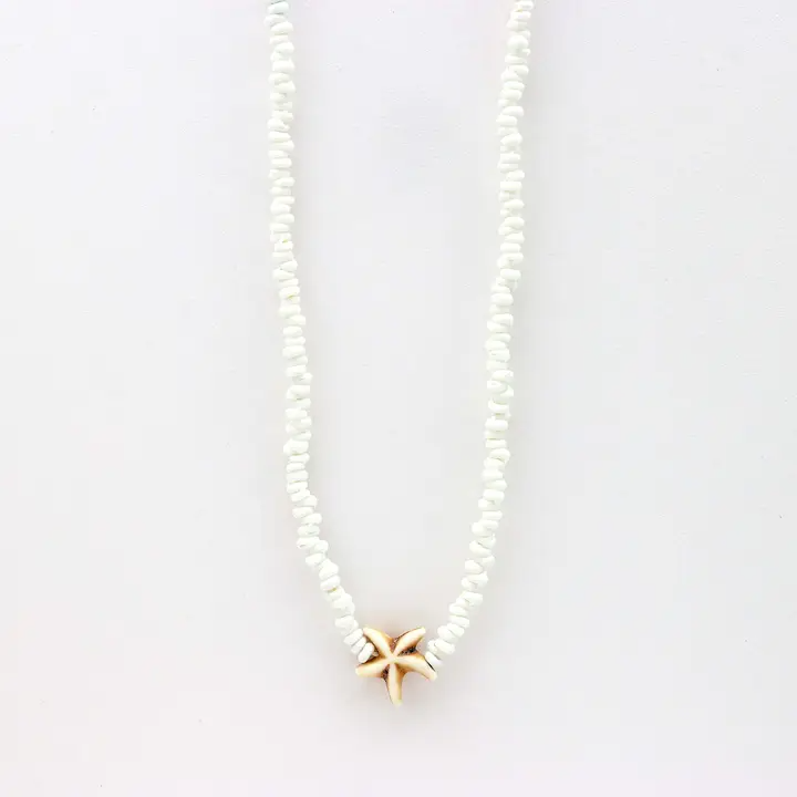 White Tidepool Star Beaded Necklace - Surf Jewelry - Mellow Monkey