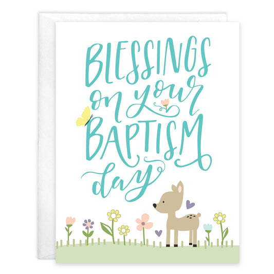 With Scripture Religious Greeting Card - Baptism Flowers