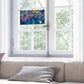 Geometric Abstract Blue Stained Glass Window Panel - 14-in - Mellow Monkey