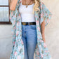 Mint Floral Printed Ruffle Bottom Chiffon Kimono Cover Up - Mellow Monkey
