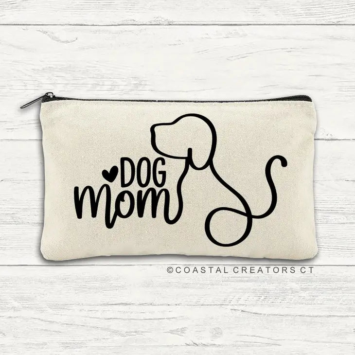 Dog Mom Canvas Multi-Purpose Zipper Bag (Unlined) - Mellow Monkey
