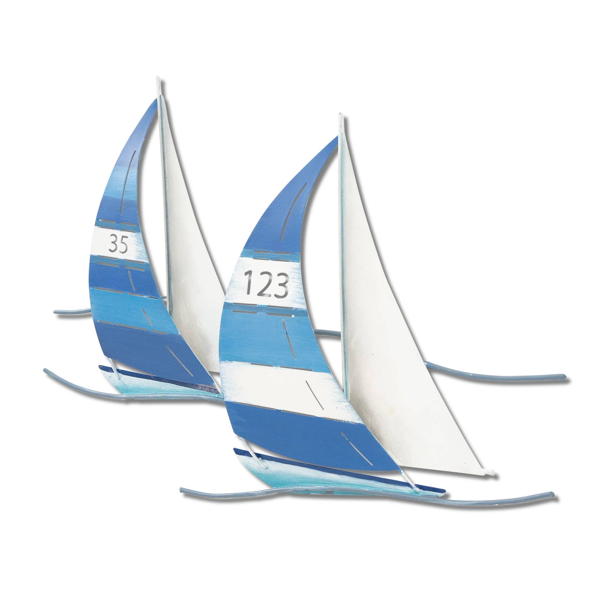 Dark Blue Sailboat Duo - Metal Wall Art - SIZE - Mellow Monkey