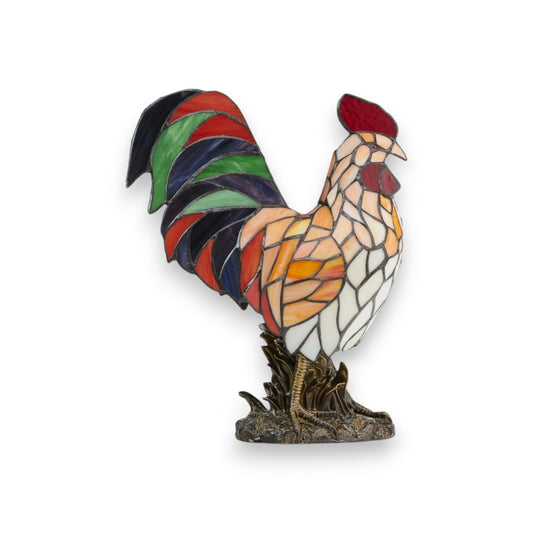 Tiffany-Style Rooster Multi-Color Novelty Accent Lamp - 15-in