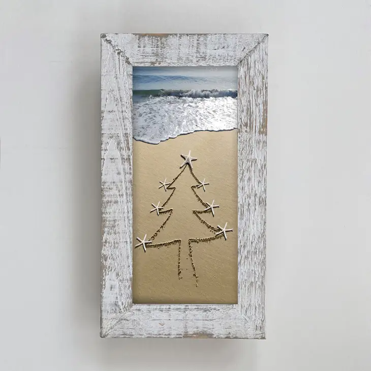 Framed Waves-Christmas Tree Starfish - 10-1/2-in  Framed Waves - Mellow Monkey