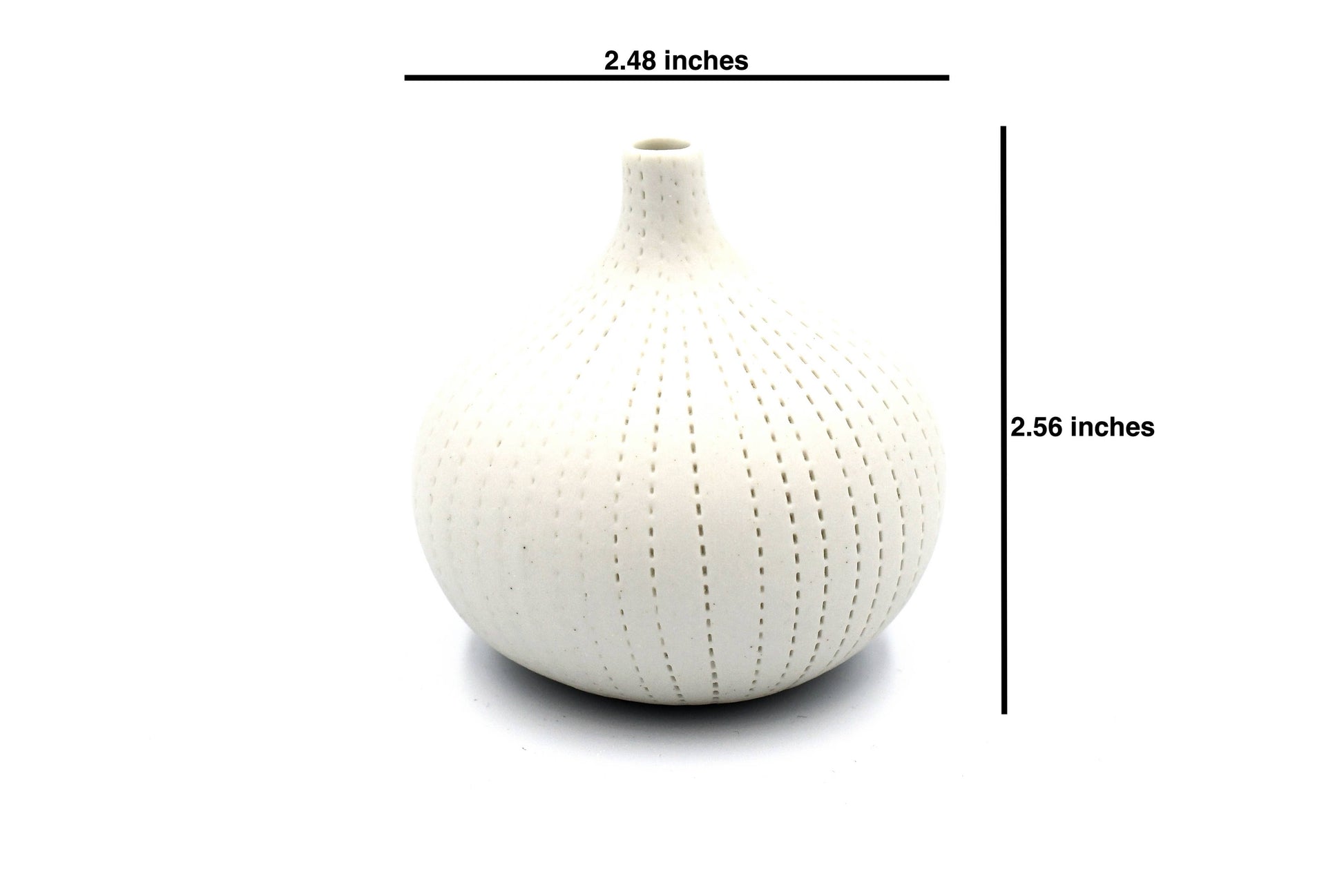 Tiny Congo - Handcrafted Porcelain Bud Vase - White with Gray Dotted Lines - 2.5 x 2.5 x 2.6 in - Mellow Monkey