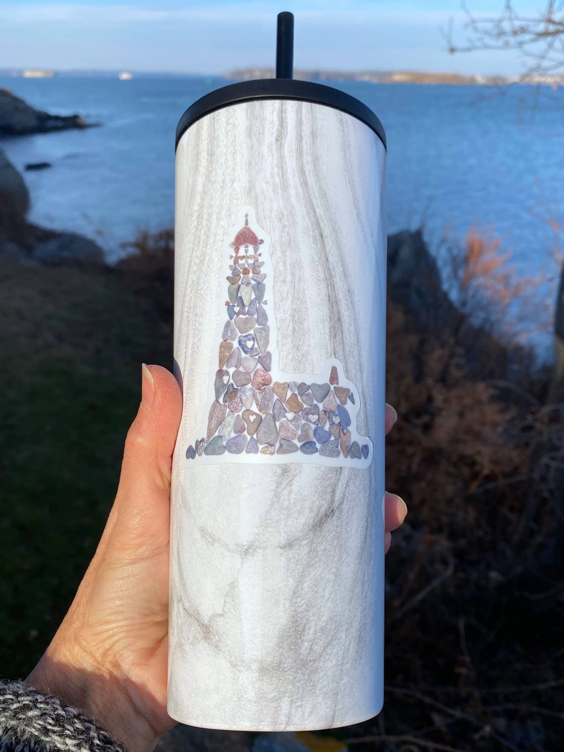 lighthouse Heart Shaped Rocks Vinyl Decal / Sticker - Mellow Monkey